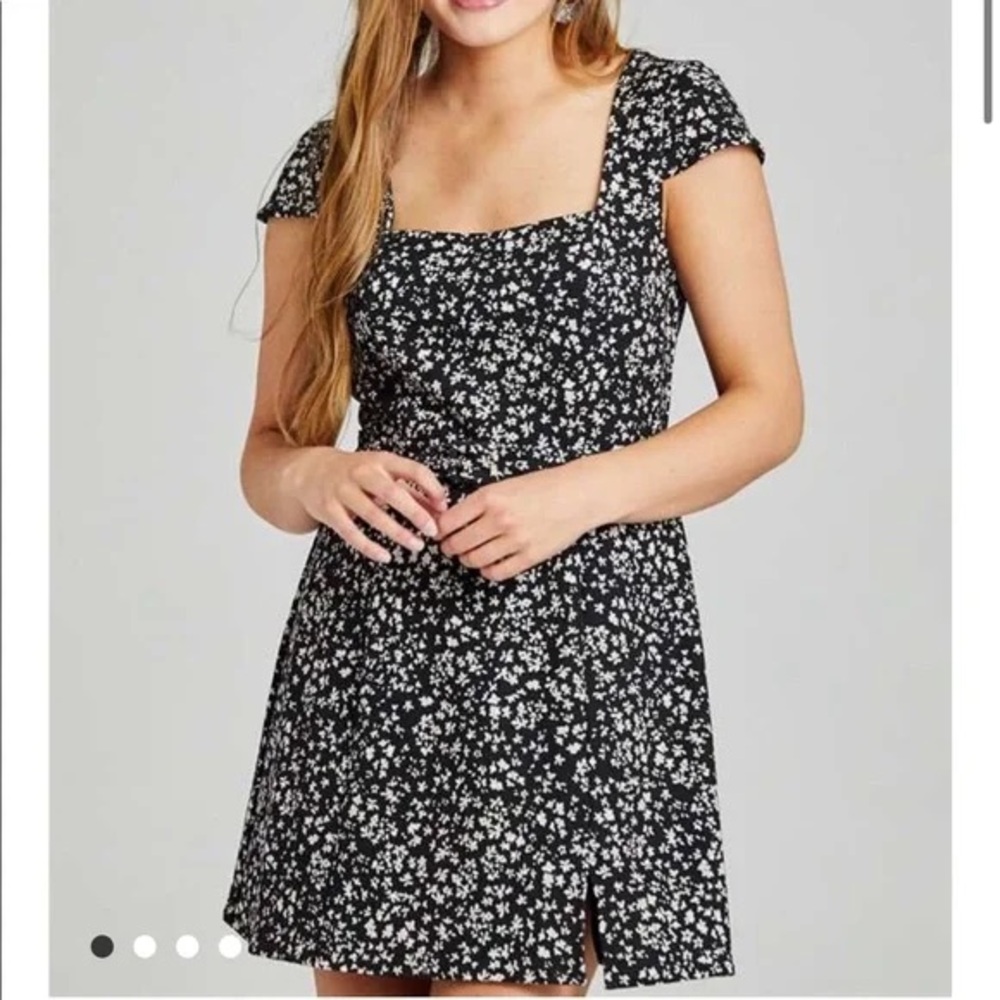 Altar'd State Carmine Floral Belted Mini Dress